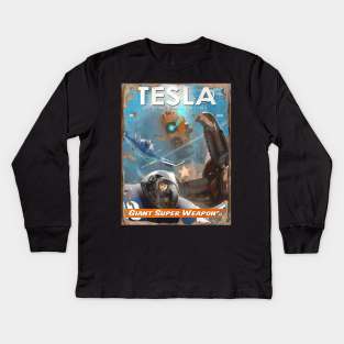 TESLA SCIENCE MAGAZINE: Giant Super Weapon Kids Long Sleeve T-Shirt